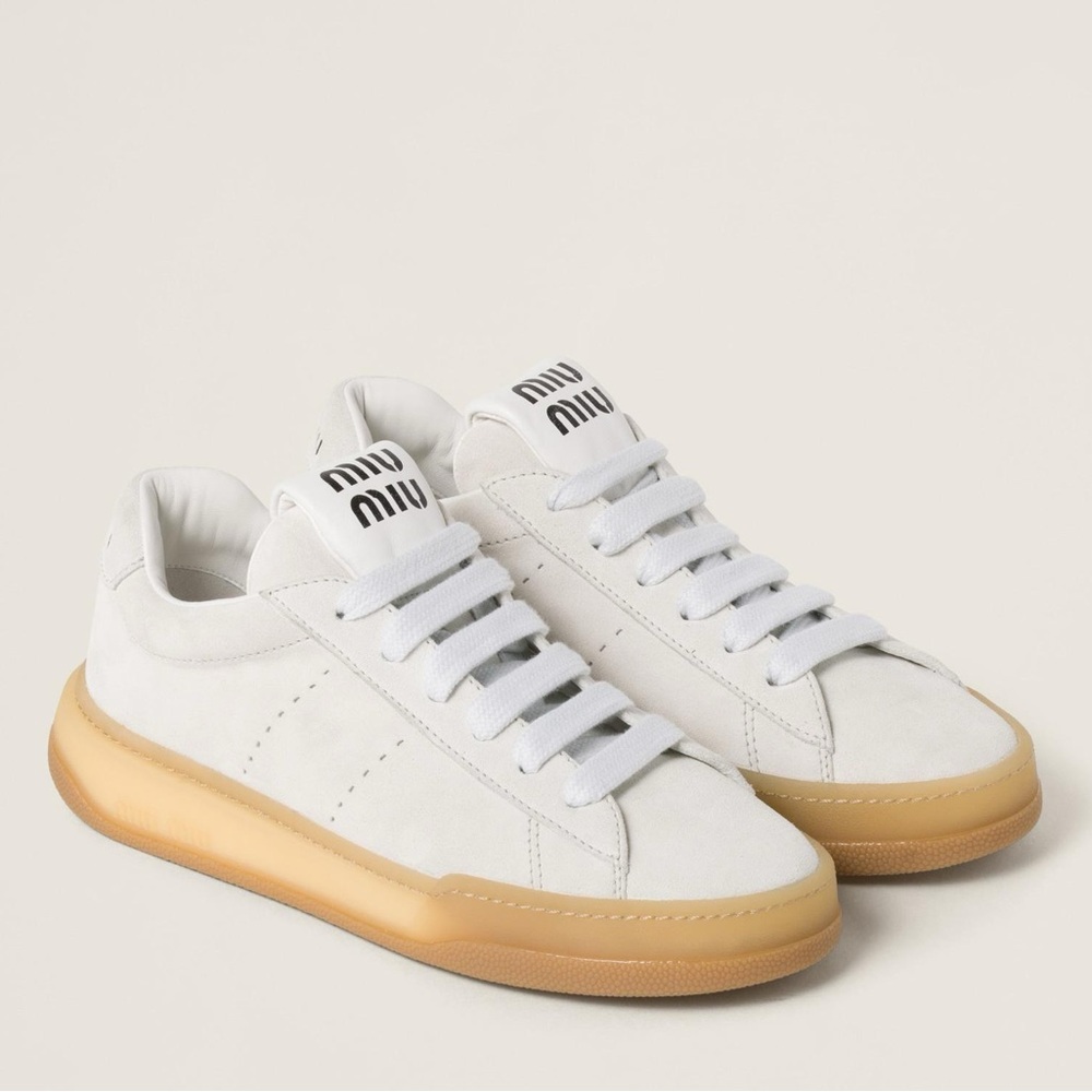 New Miu Miu White Suede Sneakers $995 40